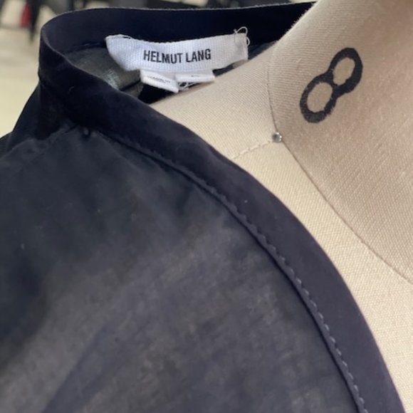 HELMUT LANG Black Blouse Semi Sheer Button Up /Split Back /Size Petite#RN11936 - Picture 5 of 7